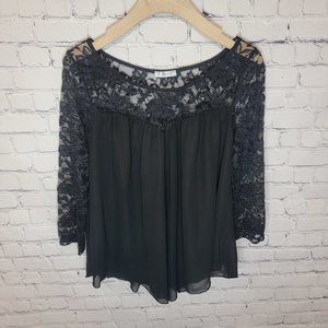 JODIFL Black Lace Babydoll Top Size Large